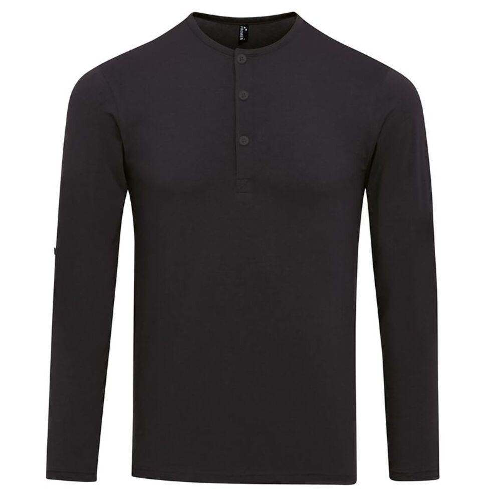 Premier Mens Long John Roll Sleeve Tee / Black